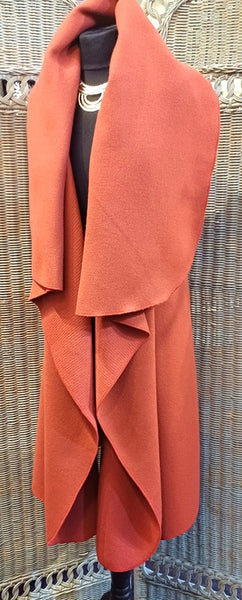 Ashley Long Sleeveless Rustic Wool Blend Wrap Gilet