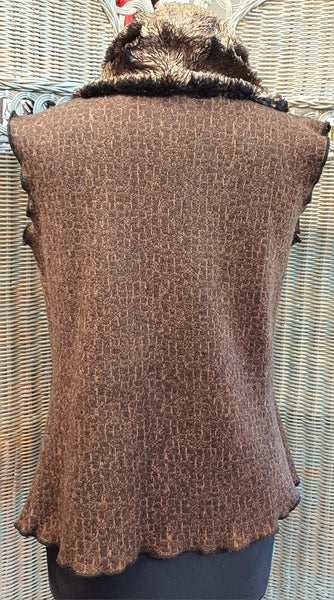 Ava Short Textured Wool Blend Knit & Faux Fur Wrap Gilet