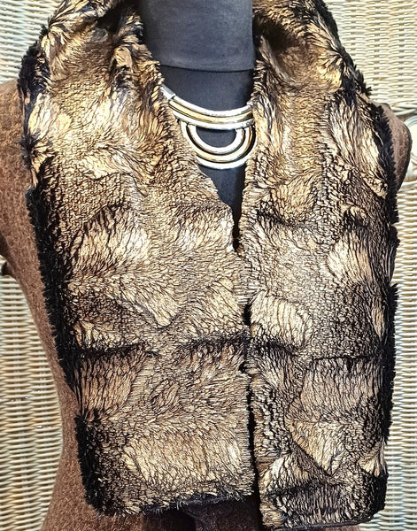 Ashley Long Sleeveless Wool Blend Knit & Faux Fur Wrap Gilet
