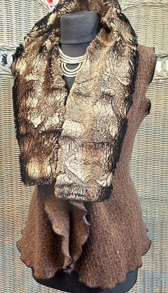 Ava Short Textured Wool Blend Knit & Faux Fur Wrap Gilet