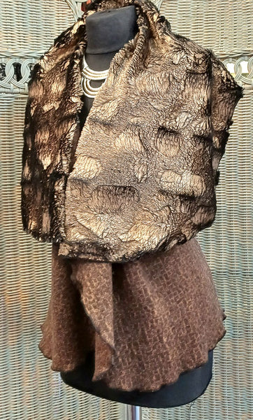 Ava Short Textured Wool Blend Knit & Faux Fur Wrap Gilet