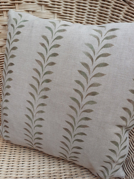 Olive Leaf Border Print Square Cushion