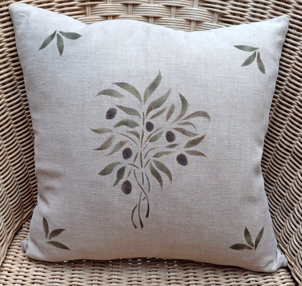 Olive Bouquet Square Cushion