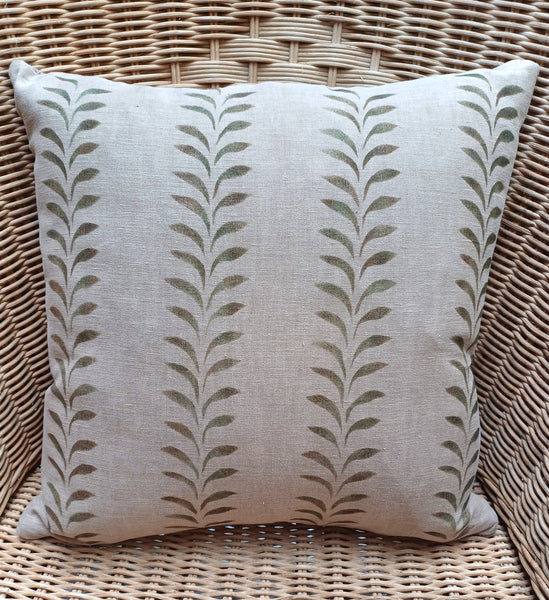 Olive Leaf Border Print Square Cushion