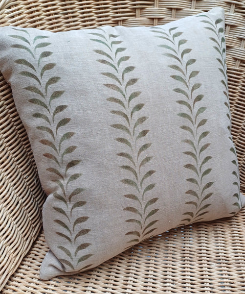 Olive Leaf Border Print Square Cushion