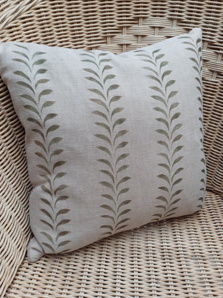 Olive Leaf Border Print Square Cushion