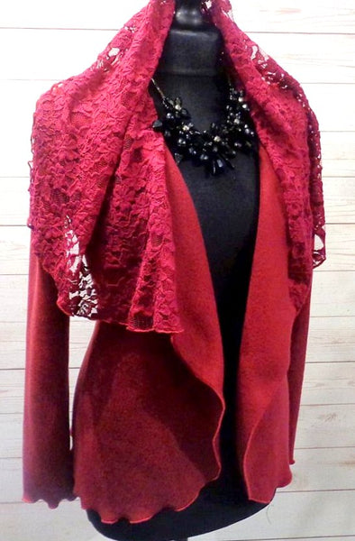 Josette Luxury Velvet Fleece/ Lace Wrap Jacket