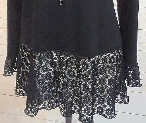 Celine Stretch Jersey A Line French Lace Hem Top