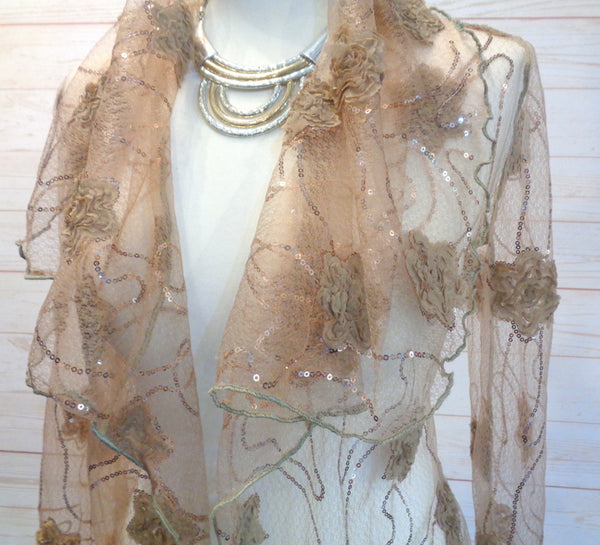 Minuet Embroidered Sequin Stretch Tulle Jacket