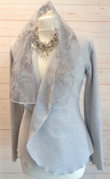 Josette Luxury Velvet Fleece/ Sequin Embroidered Tulle Wrap Jacket