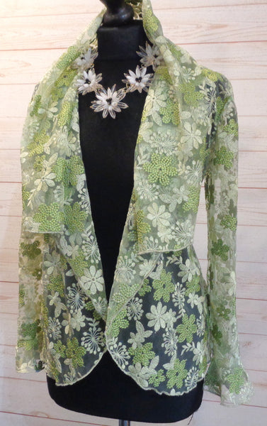 Minuet Shimmering Sparkle Embroidered Lace Floral Jacket