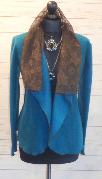Josette Luxury Velvet Fleece/ Lace Wrap Jacket