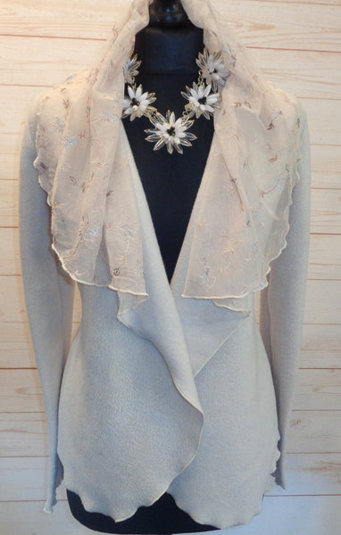 Josette Luxury Velvet Fleece/ Embroidered Tulle Wrap Jacket