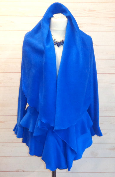 Harriette Luxury Velvet Fleece Shaped Wrap Ruffle Jacket