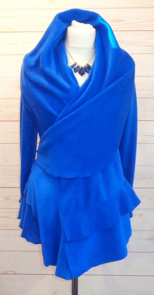 Harriette Luxury Velvet Fleece Shaped Wrap Ruffle Jacket