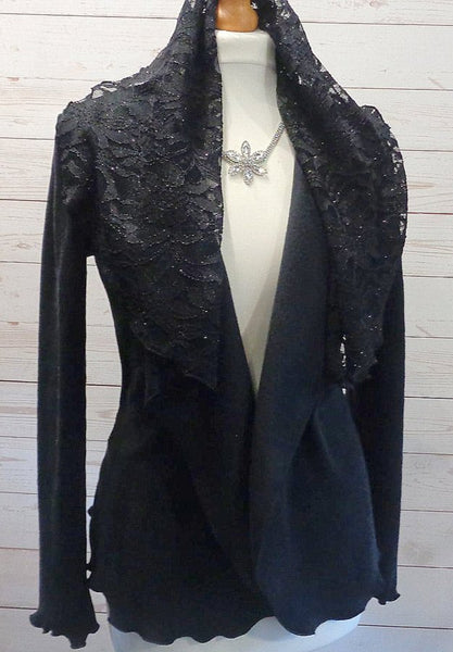 Josette Luxury Velvet Fleece/Sparkle Lace Wrap Jacket
