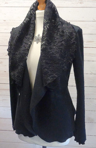 Josette Luxury Velvet Fleece/Sparkle Lace Wrap Jacket