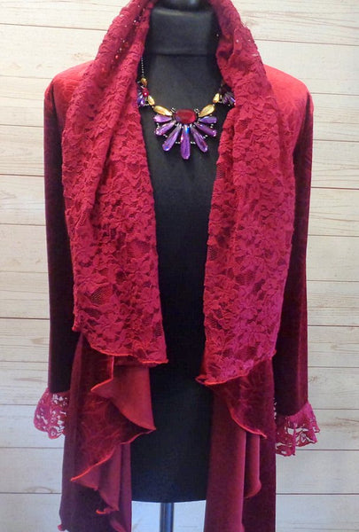 Octavia Velvet And Textured Lace Wrap Jacket
