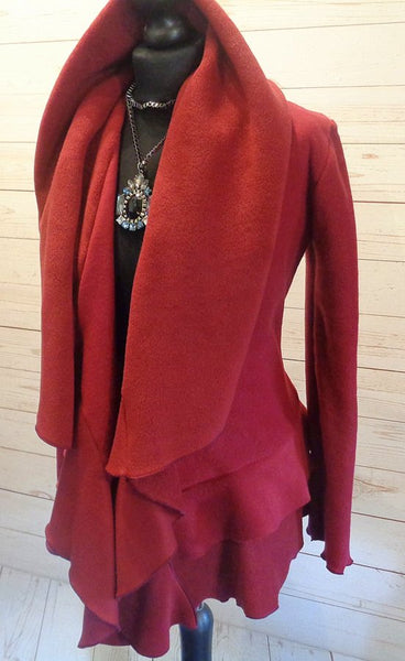 Harriette Luxury Velvet Fleece Shaped Ruffle Jacket