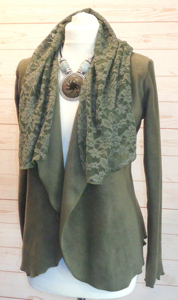 Josette Luxury Velvet Fleece/Lace Wrap Jacket